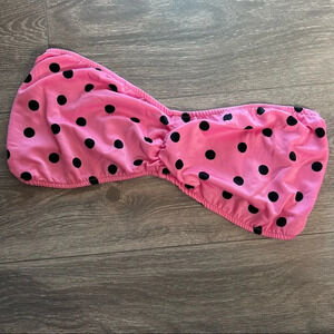 Vintage  80s Barbie pink polka dot bandeau bikini top. Size 1X